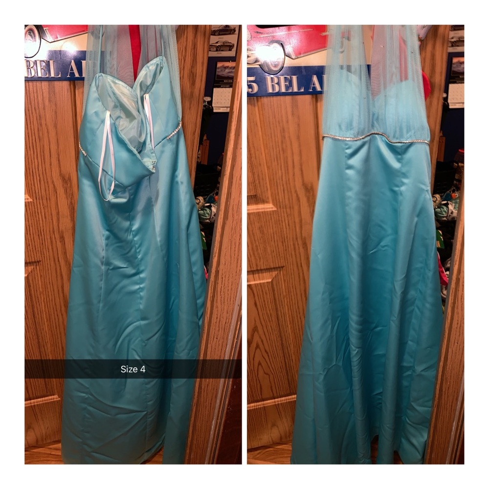 Blue and white prom dress